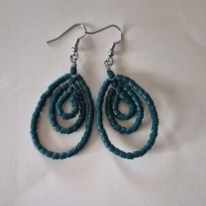 Elegant Teal Beaded Earrings